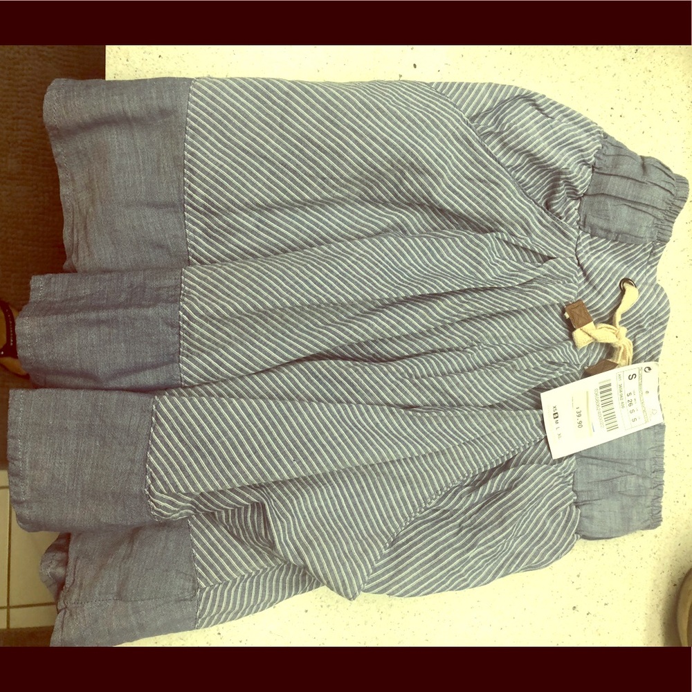 Zara basic blue & ivory striped skirt